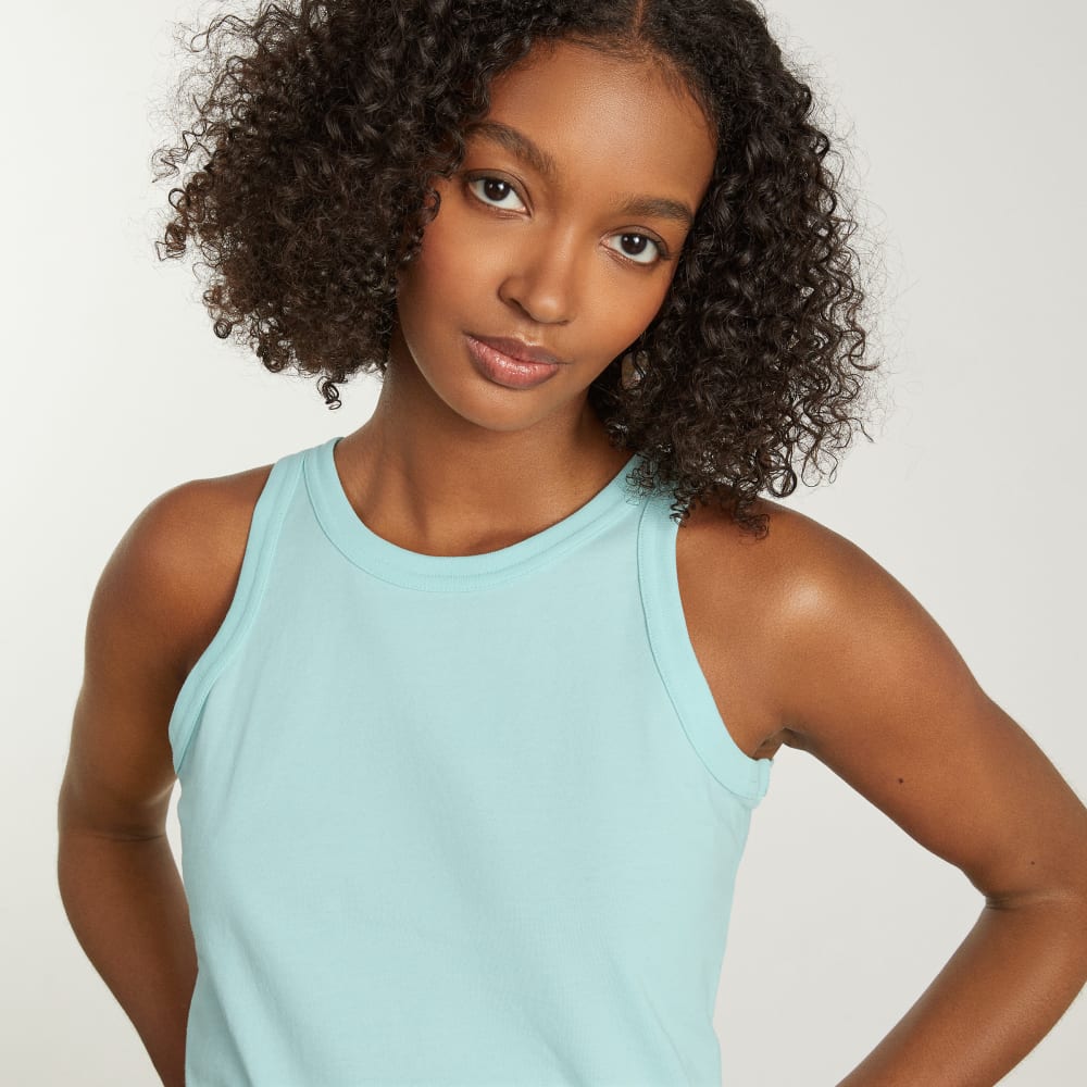 The Tank in Essential Cotton in Ice Blue — detail view