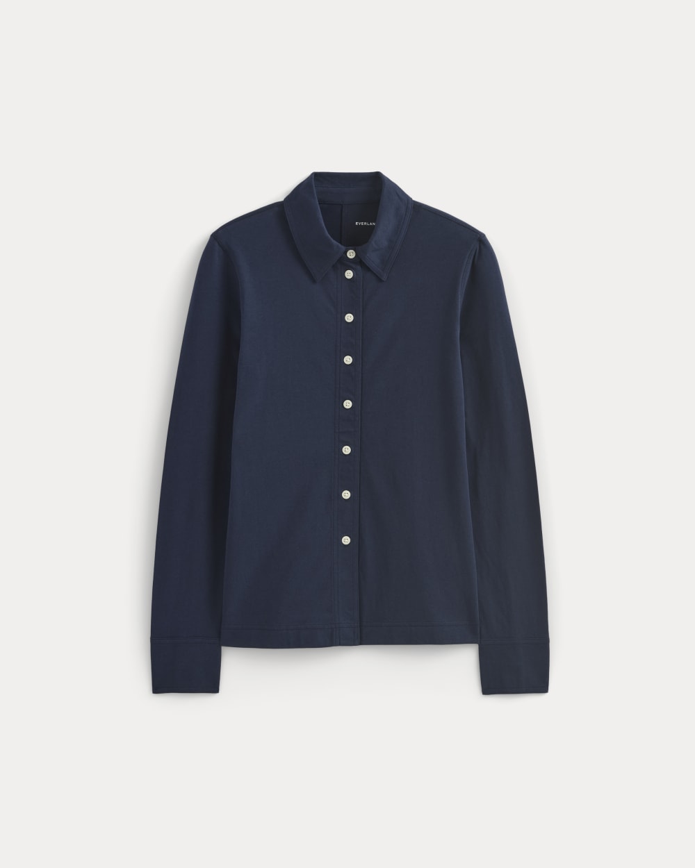 Button-Up Shirt in Essential Cotton in Navy — alternate view