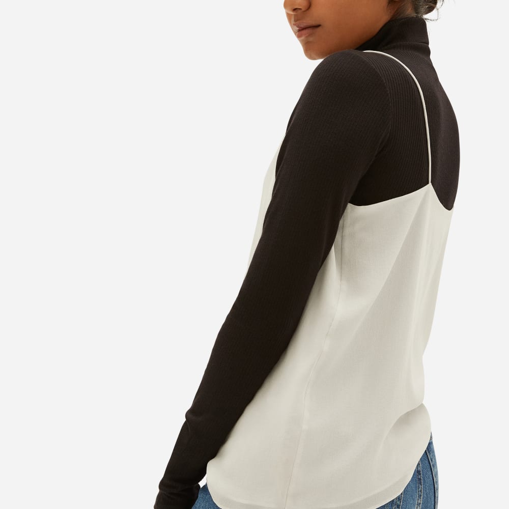 The Washable Clean Silk Cami in Grey White — detail view