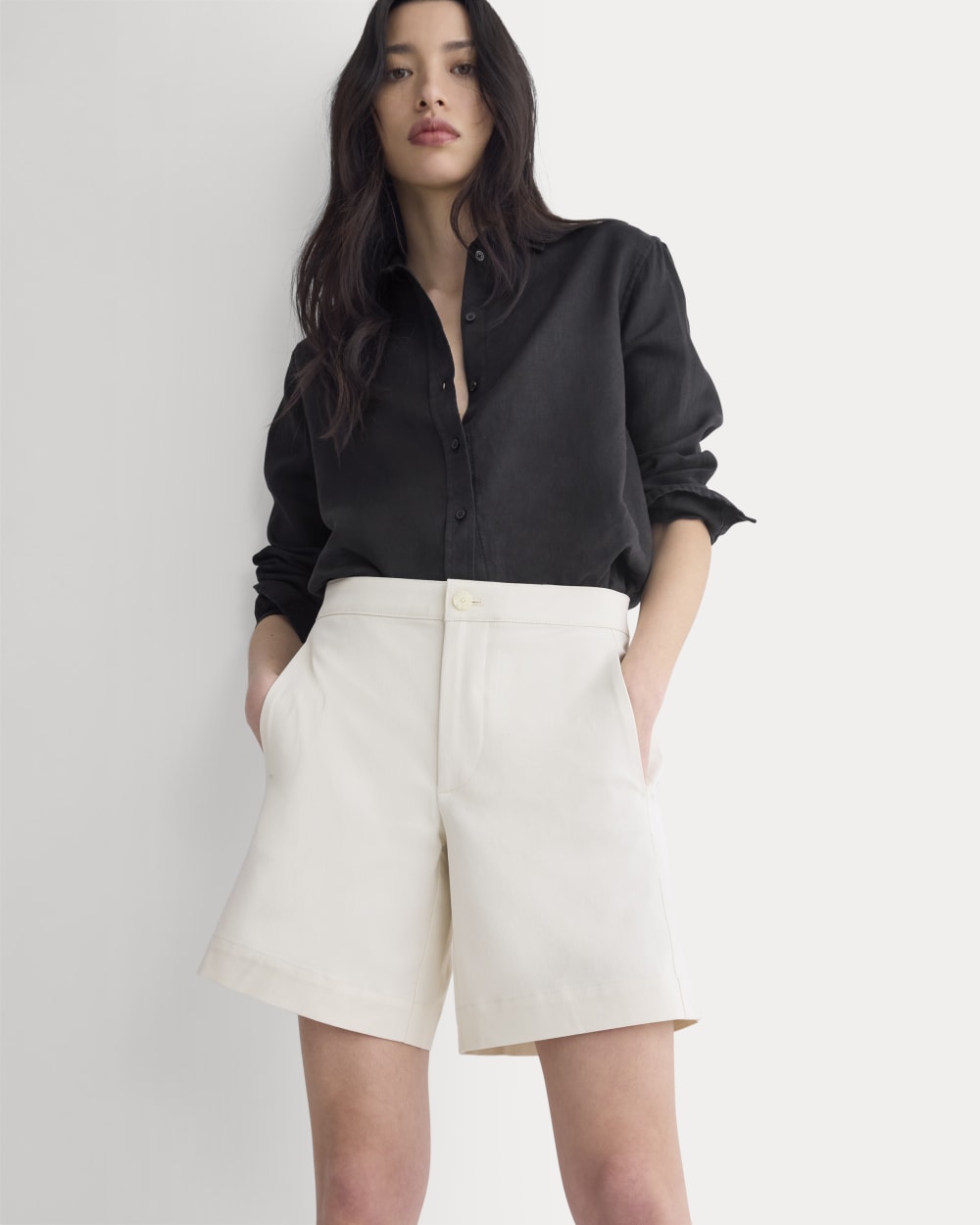 Side-Panel Tailored Short in Birch — front view