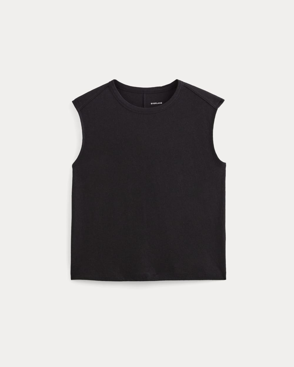 The Muscle Tee in Cotton Linen in Black — alternate view