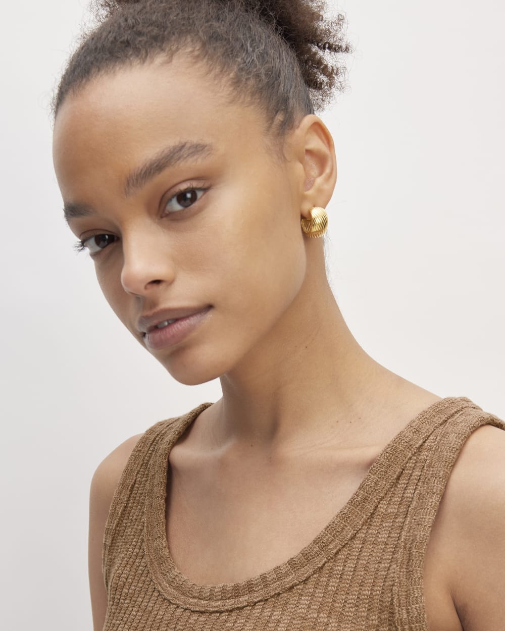 The Cozy Rib Tank in Carob Brown — detail view