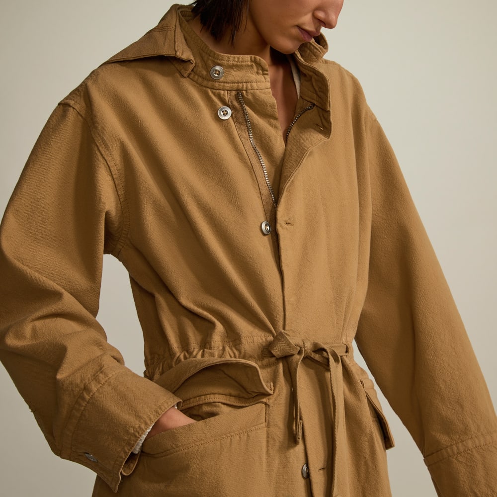 The Canvas Organic Cotton Parka in Cappuccino — detail view