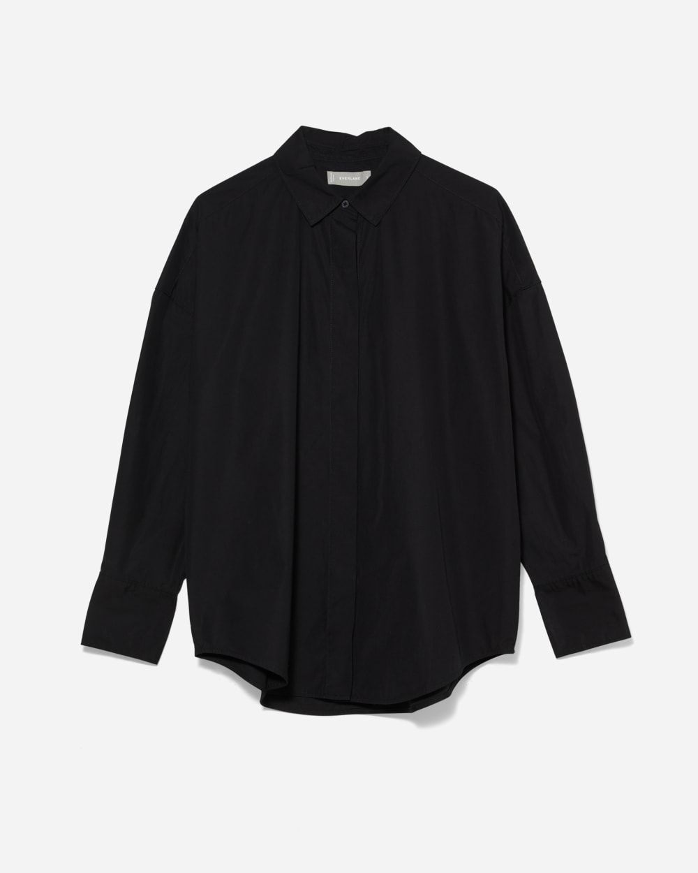 The Oversized Poplin Shirt in Black — detail view