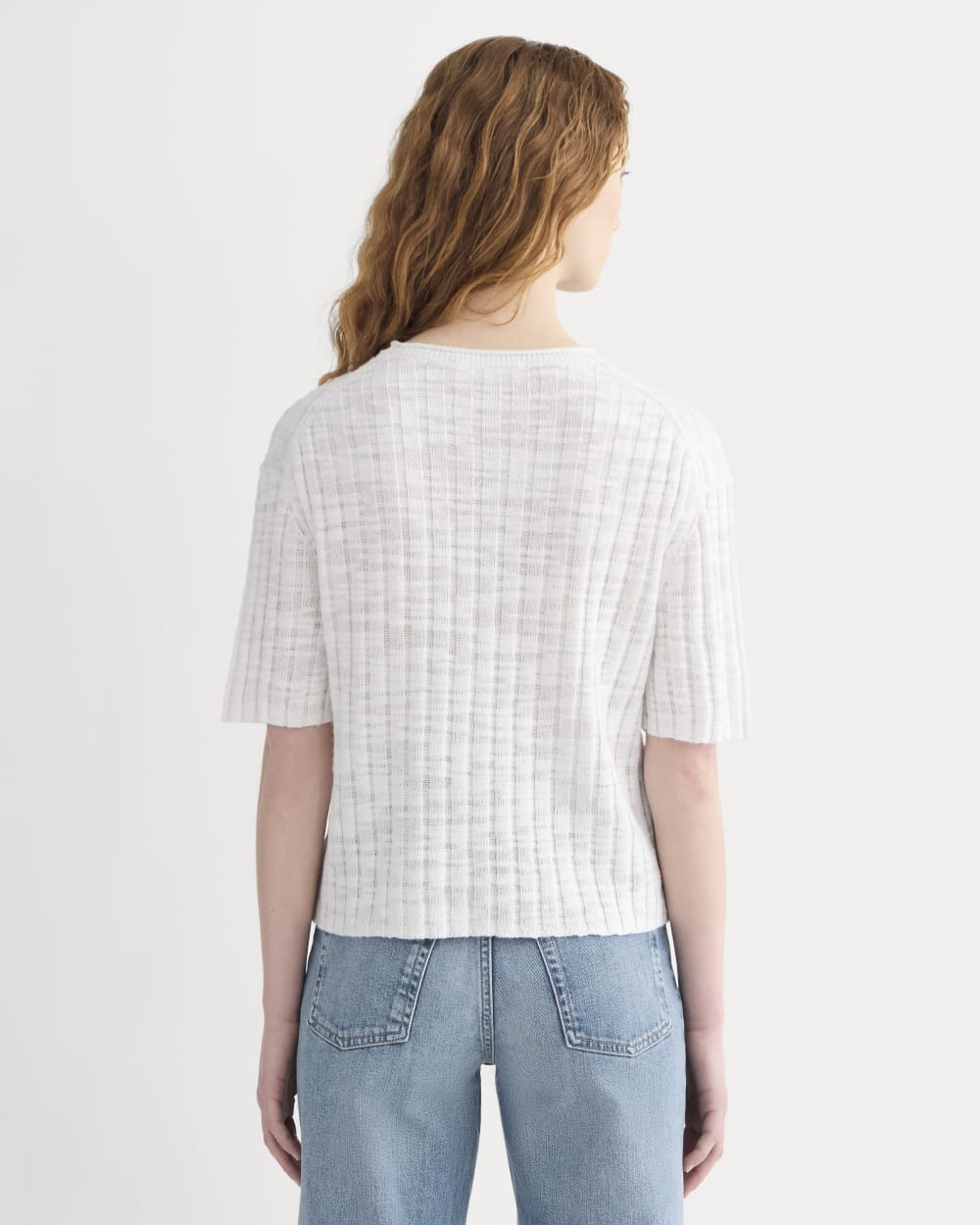 The Oversized Tee in Cotton Linen in White — detail view