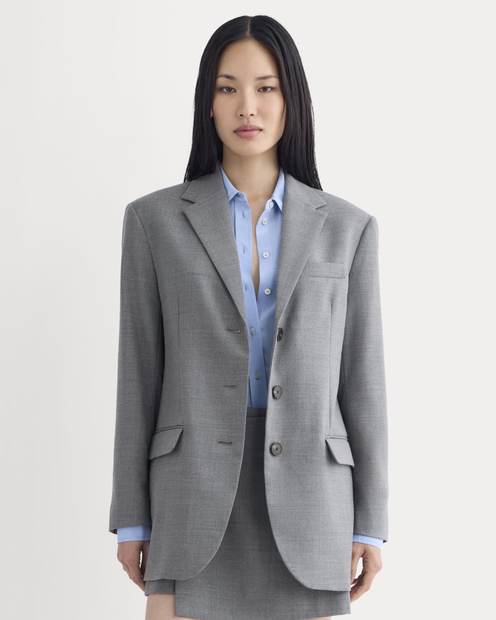 Blazer in Tailor Twill in Heather Graphite — front view