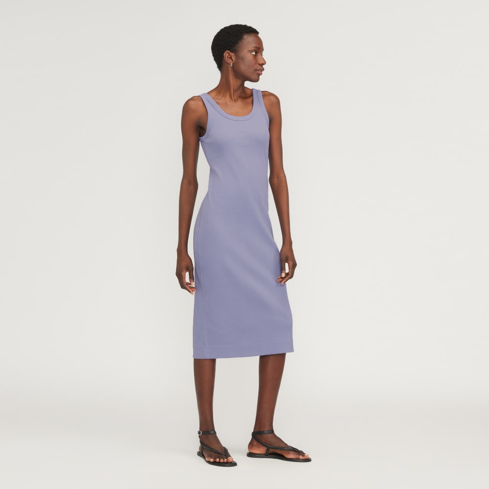 The ’90s Rib Dress in Cornflower Blue — detail view