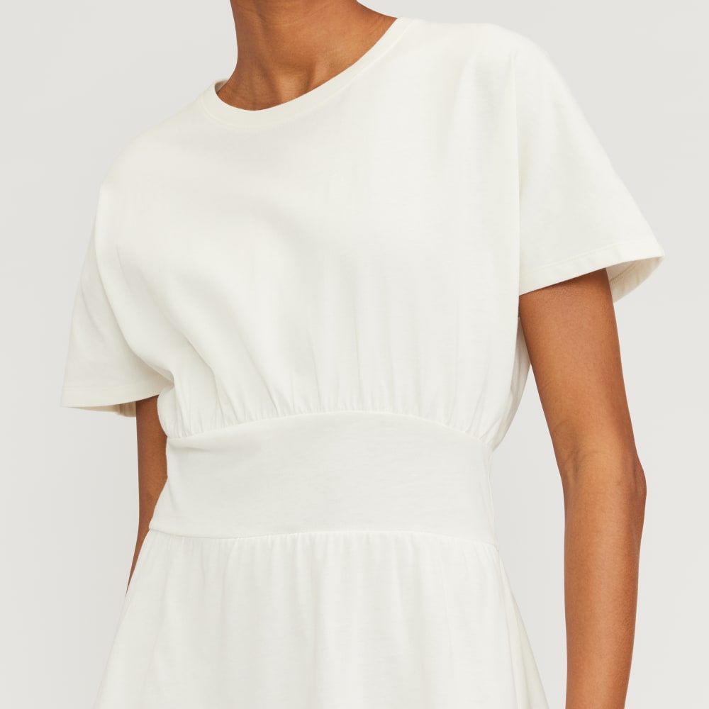 The Organic Cotton Waisted Dress in Canvas — detail view
