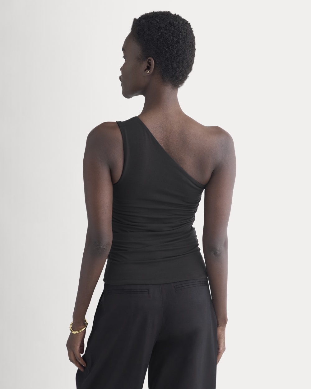One-Shoulder Top in Black — detail view