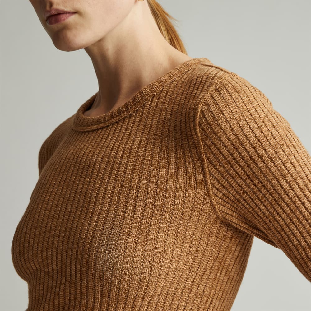 The Cozy Rib Long-Sleeve Tee in Cappuccino — detail view