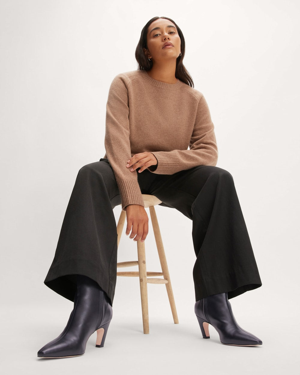 The Short Banana Boot in Black — detail view
