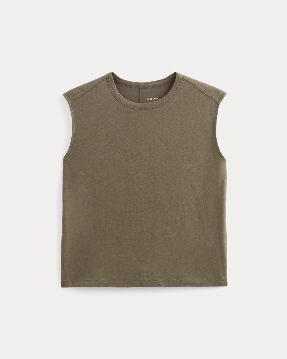 The Muscle Tee in Cotton Linen in Deep Taupe — alternate view