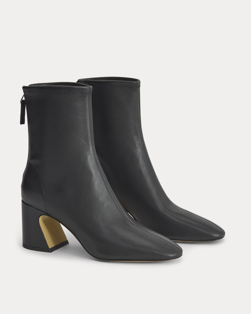 Leather Curved-Heel Boot in Black — alternate view