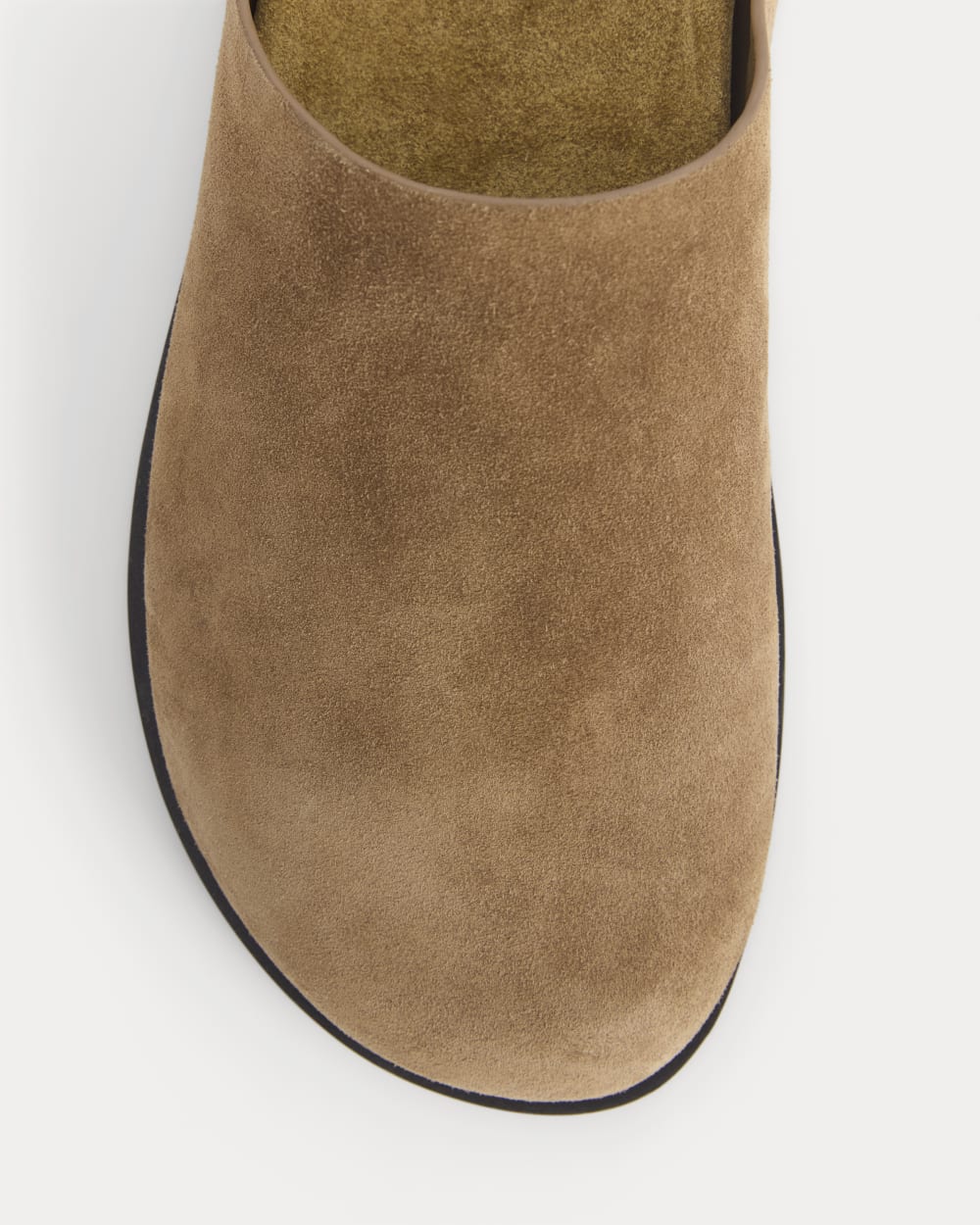 Suede Clog in Farro — detail view