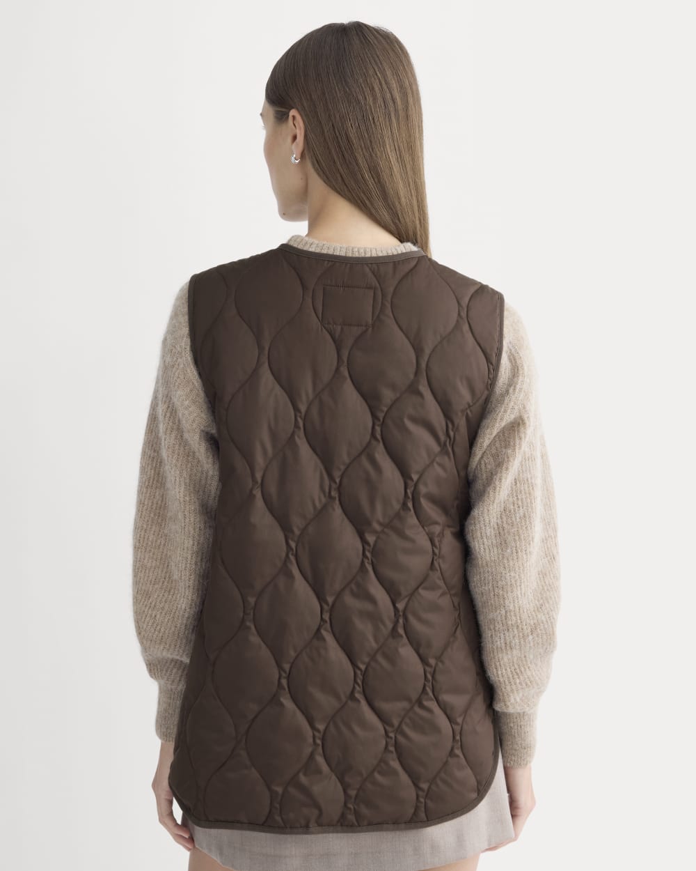 ReNew Quilted Vest in Coffee Bean — detail view