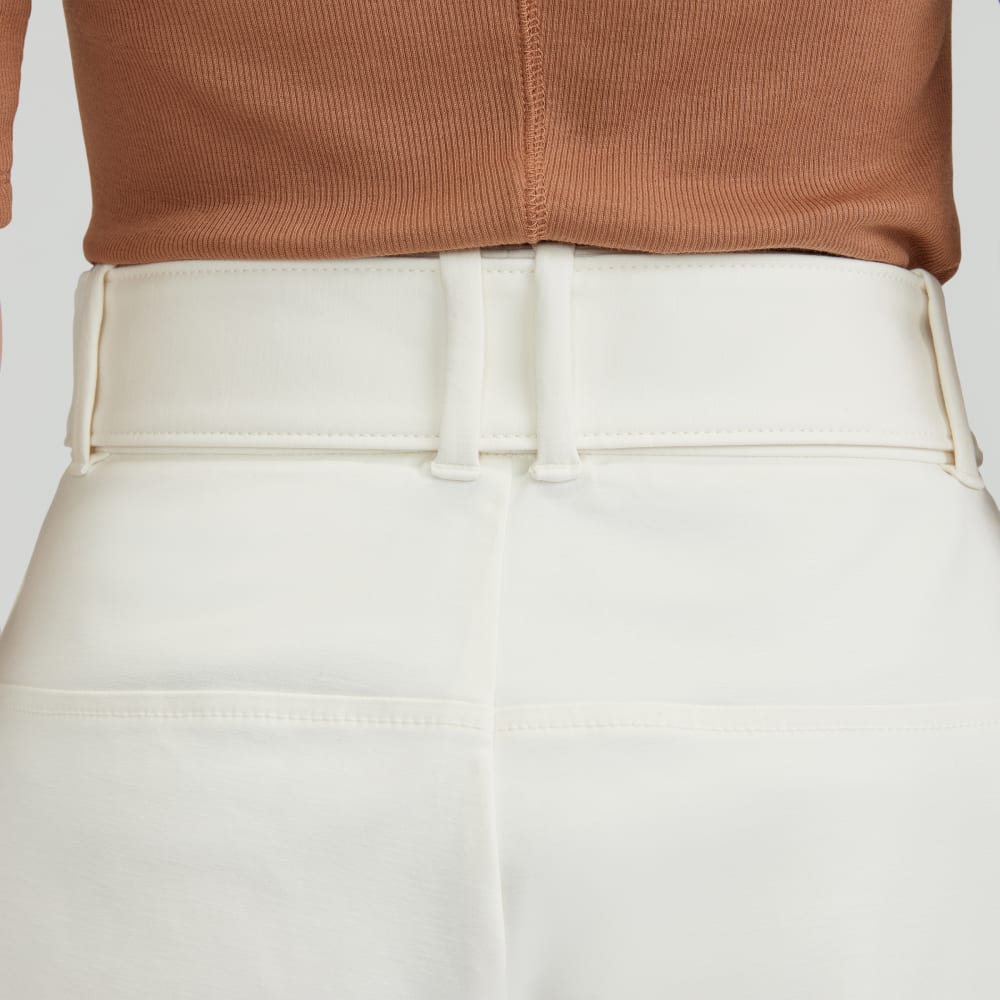 The Structured Cotton Belted Pant in Bone — detail view