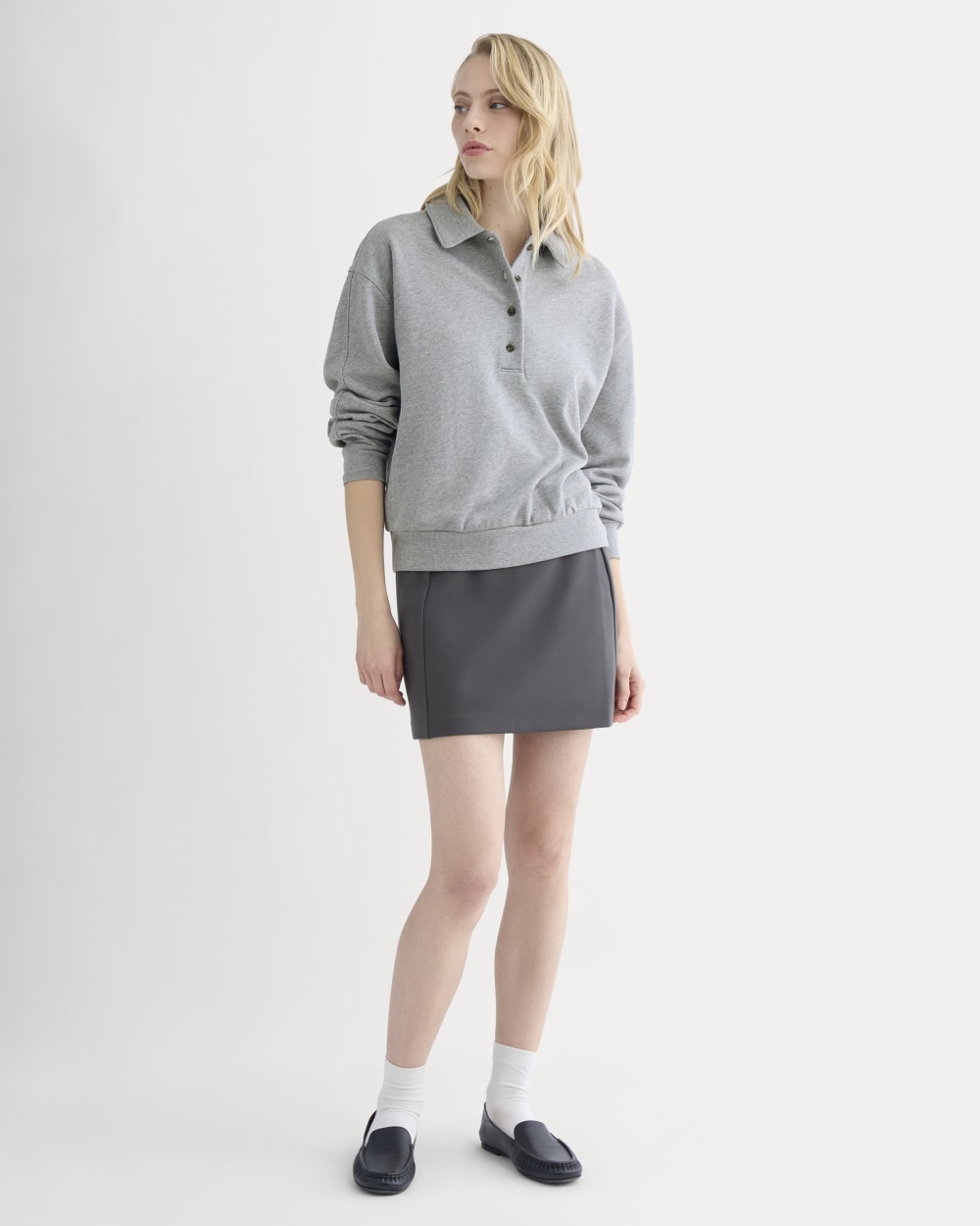 Ponte Mini Skirt in Graphite — detail view