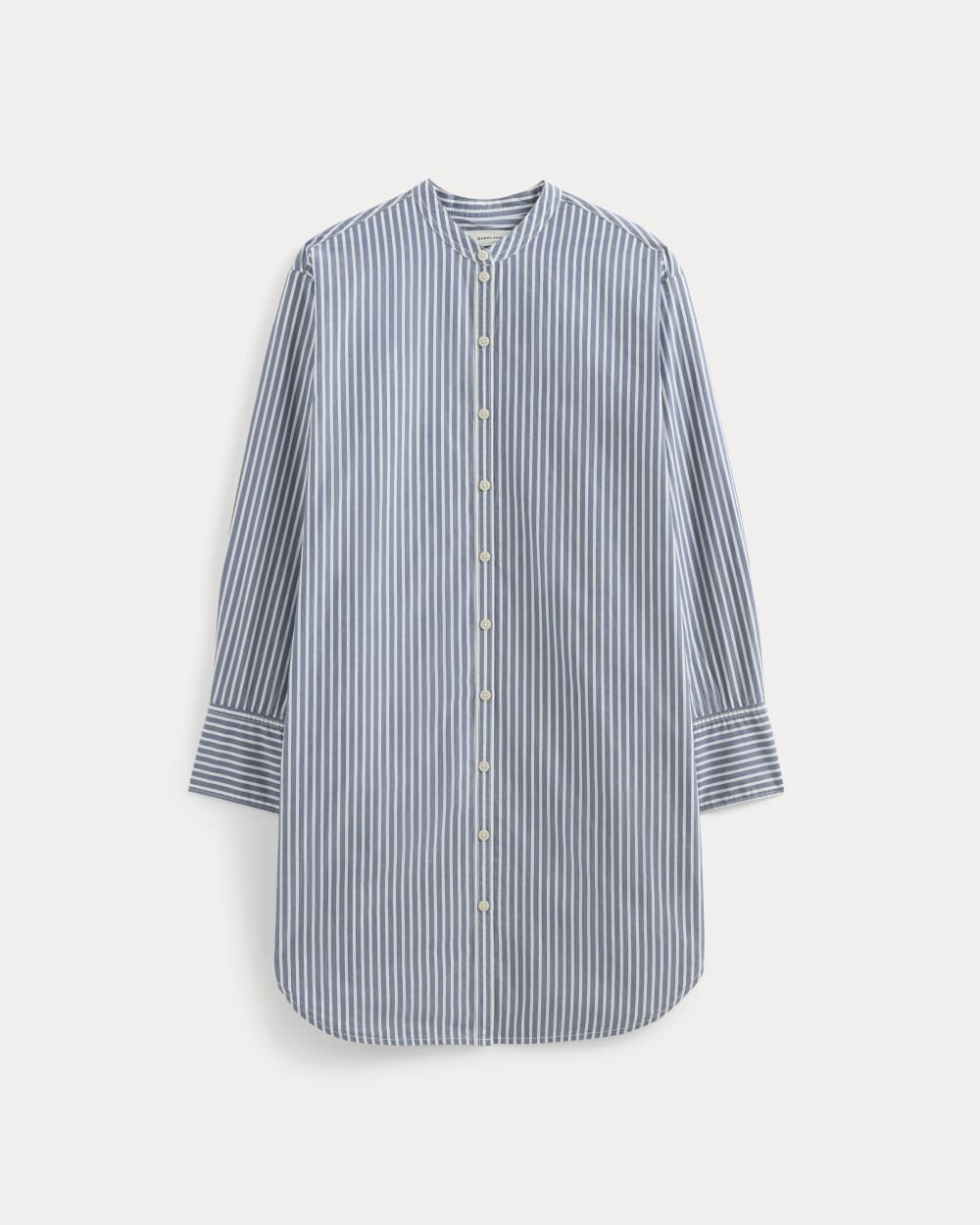 The Relaxed Shirt Dress in Ultrasoft Cotton in Bone / Mazarine Blue — alternate view