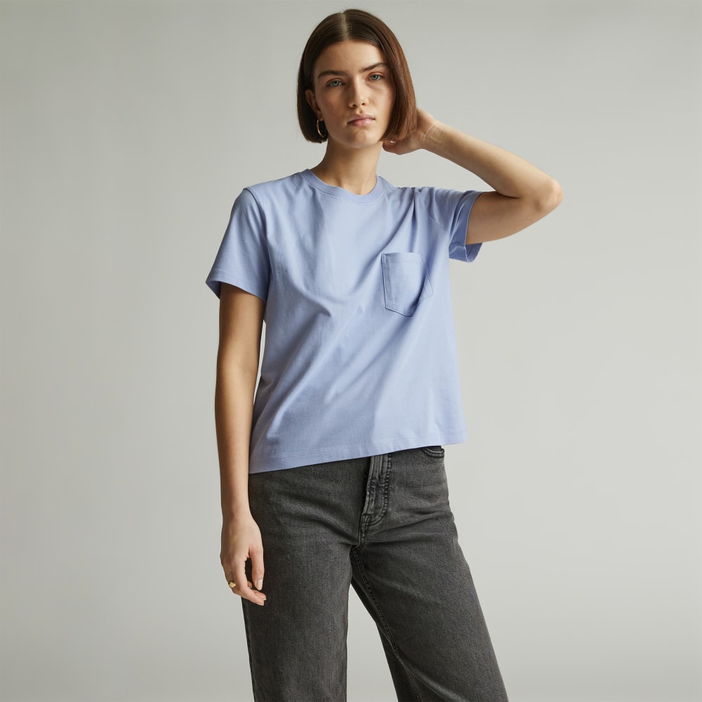 The Box-Cut Tee in Essential Cotton in Periwinkle — front view