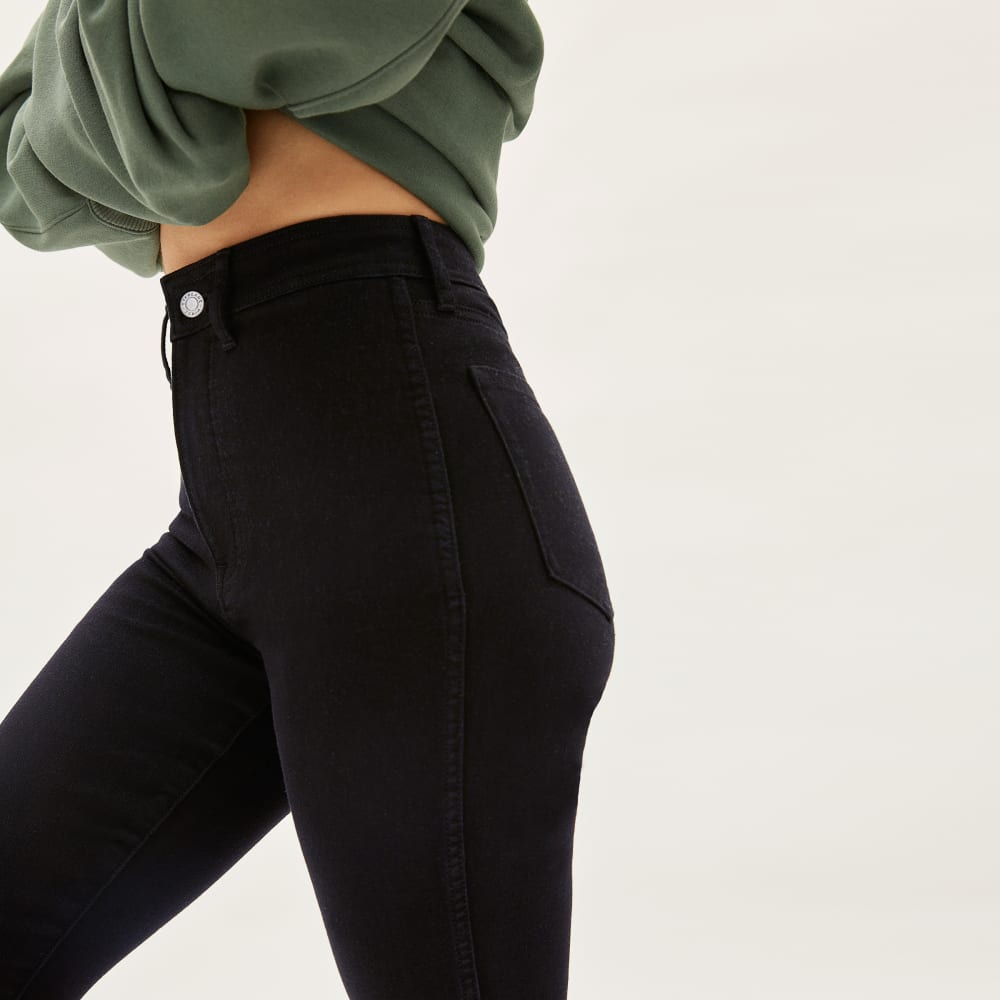 The Way-High® Clean Front Skinny Jean in Black — detail view