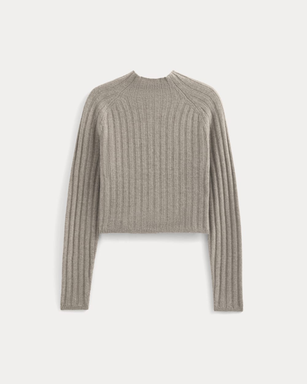 Funnel-Neck Cropped Sweater in Wool Cashmere in Oatmeal — alternate view