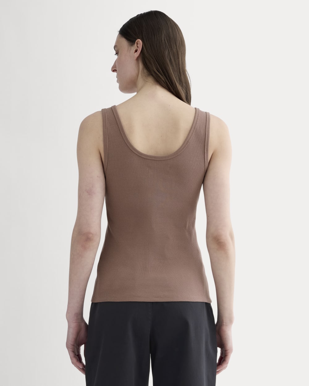 The Selfie Henley Tank in Mocha — detail view