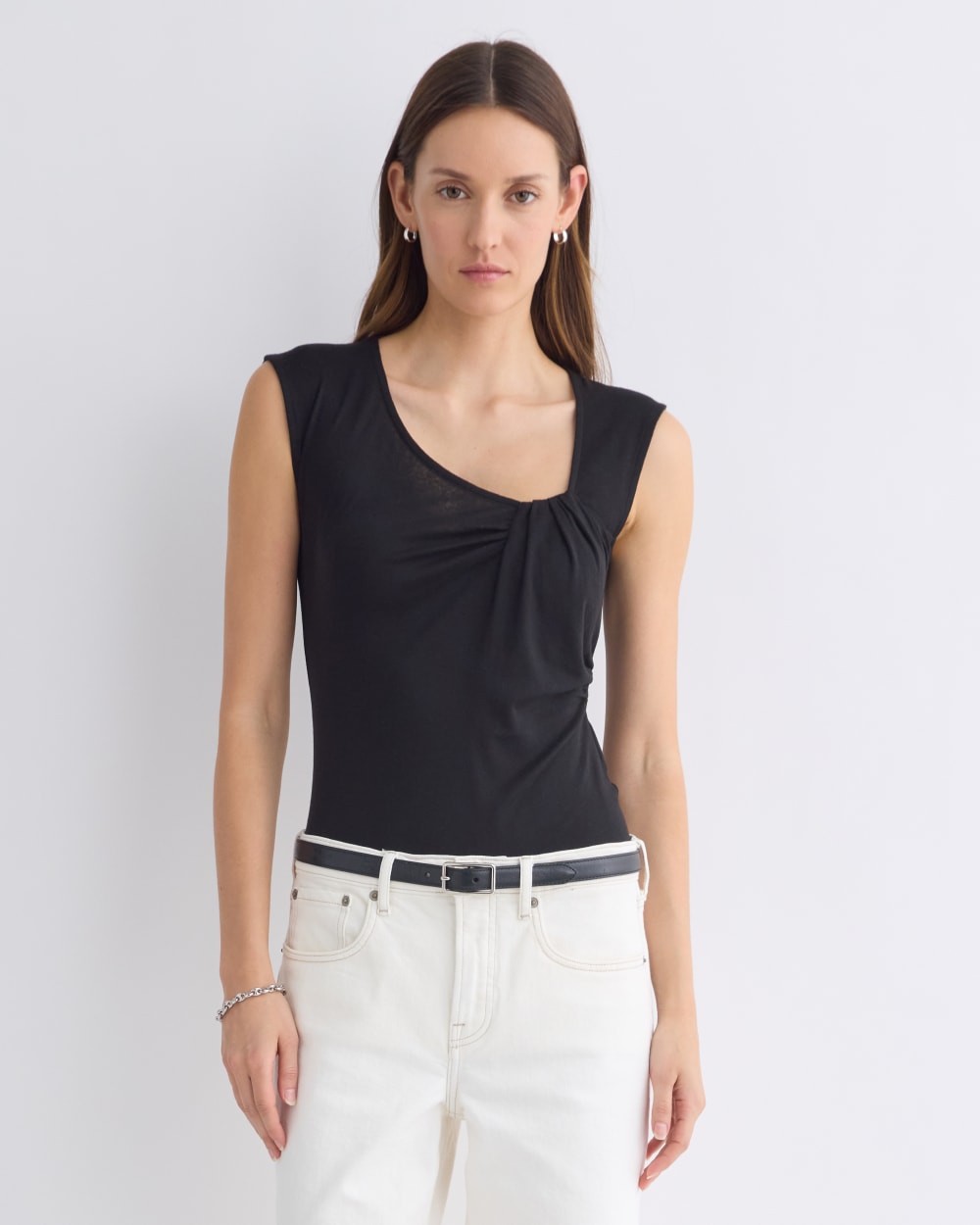 Asymmetrical Top in Butterluxe in Black — front view