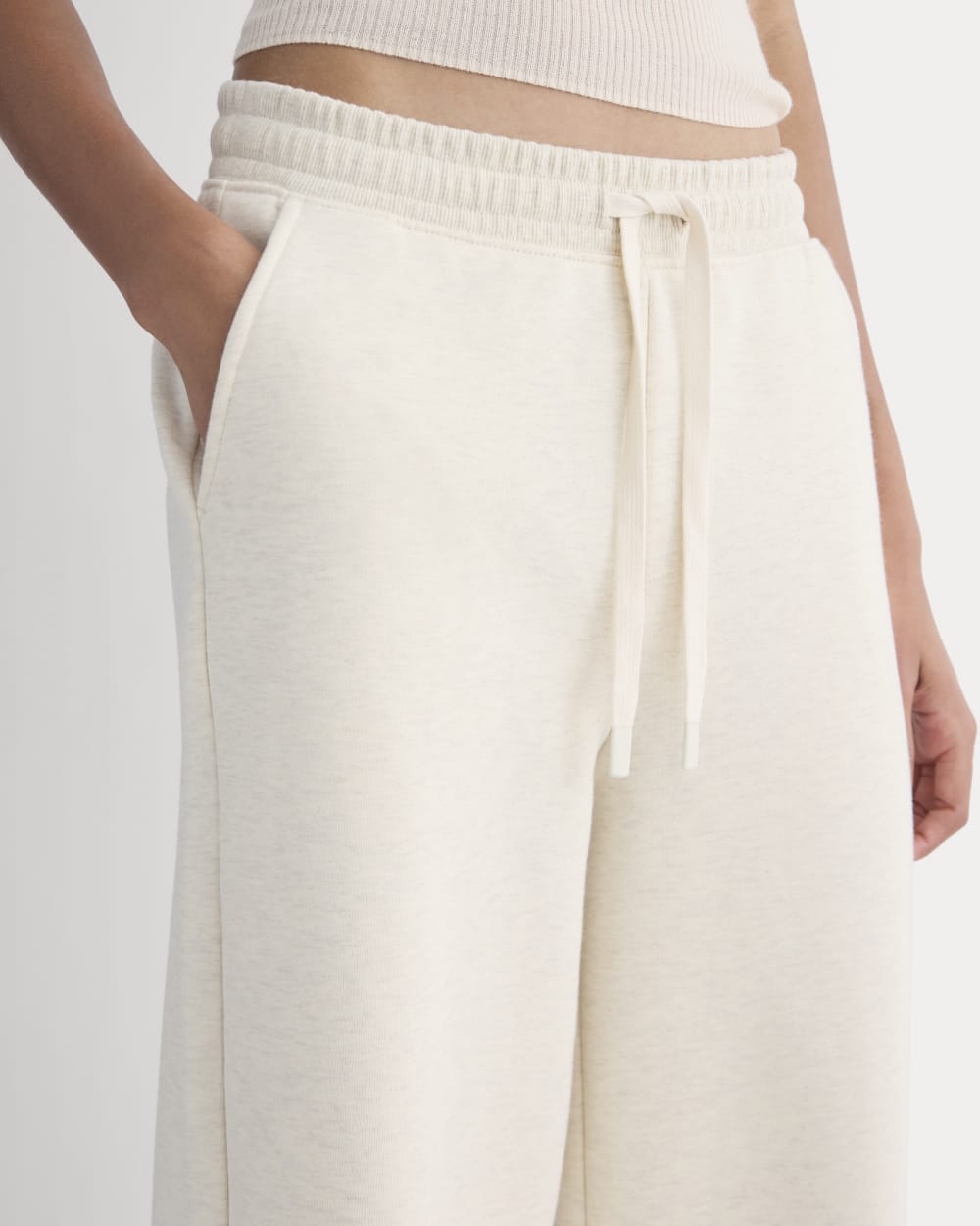 Luxe Fleece Wide-Leg Sweatpant in Heathered Oat — detail view