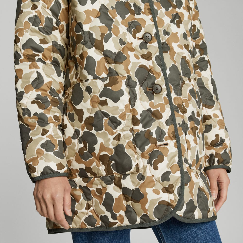 The Quilted Liner in Camo — detail view