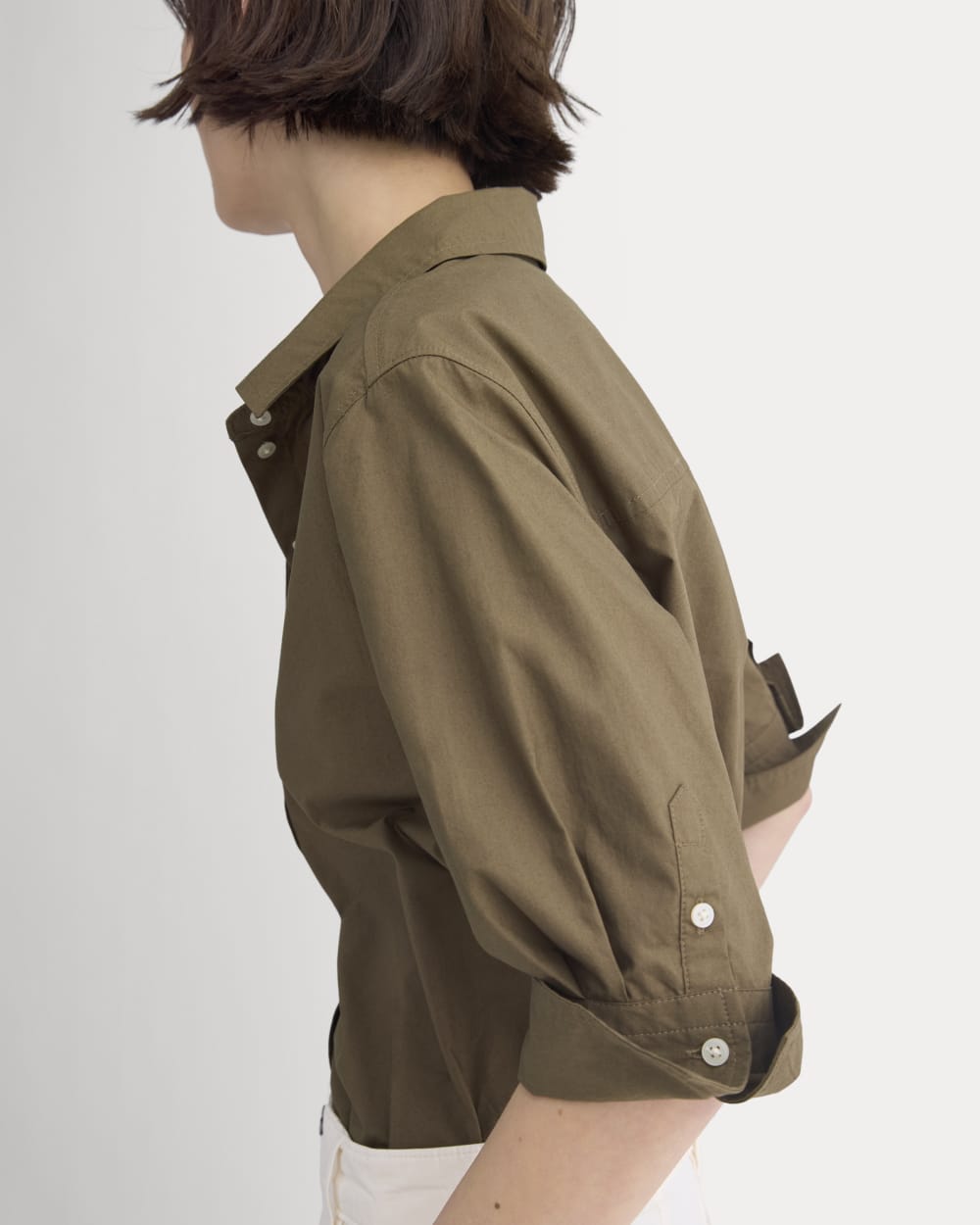 Cuff Detail Shirt in Lightweight Cotton in Beech — detail view