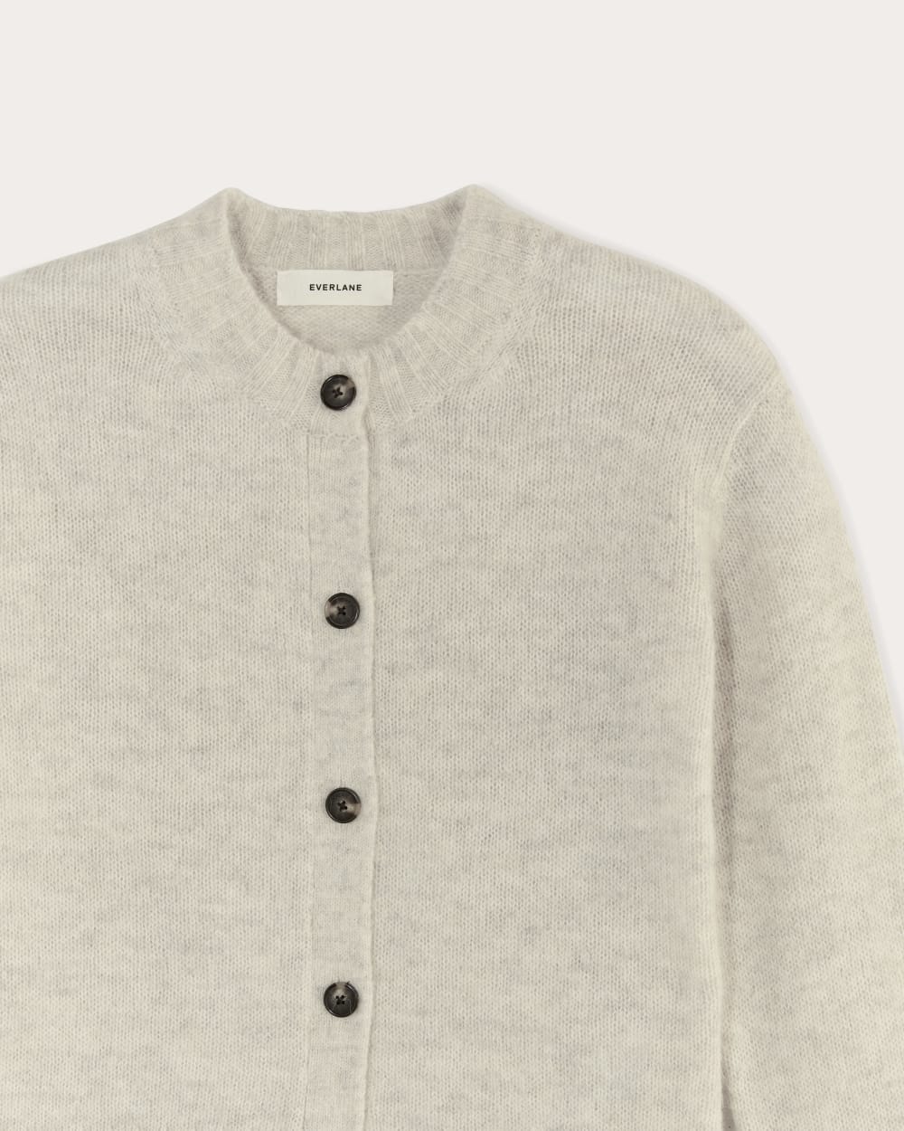 The Crew Cardigan in Alpaca in Almond — detail view