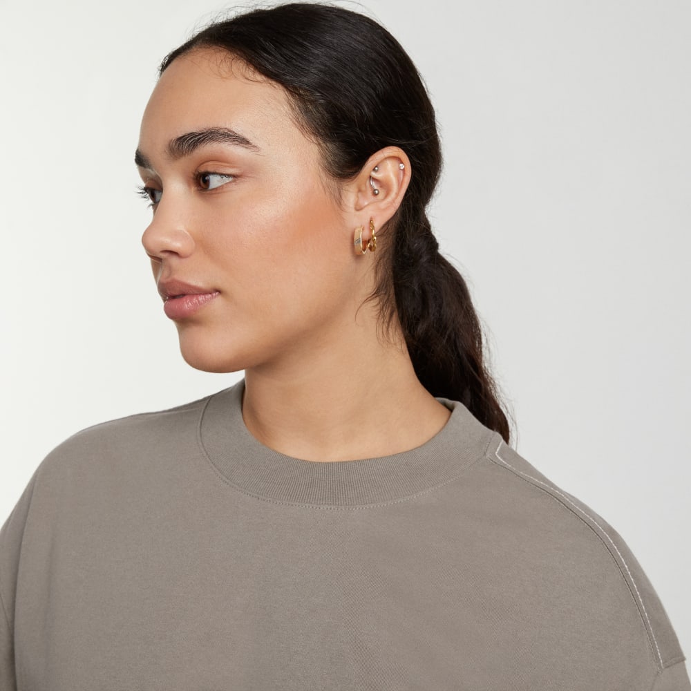 The Premium Weight Relaxed Tee in Clay — detail view