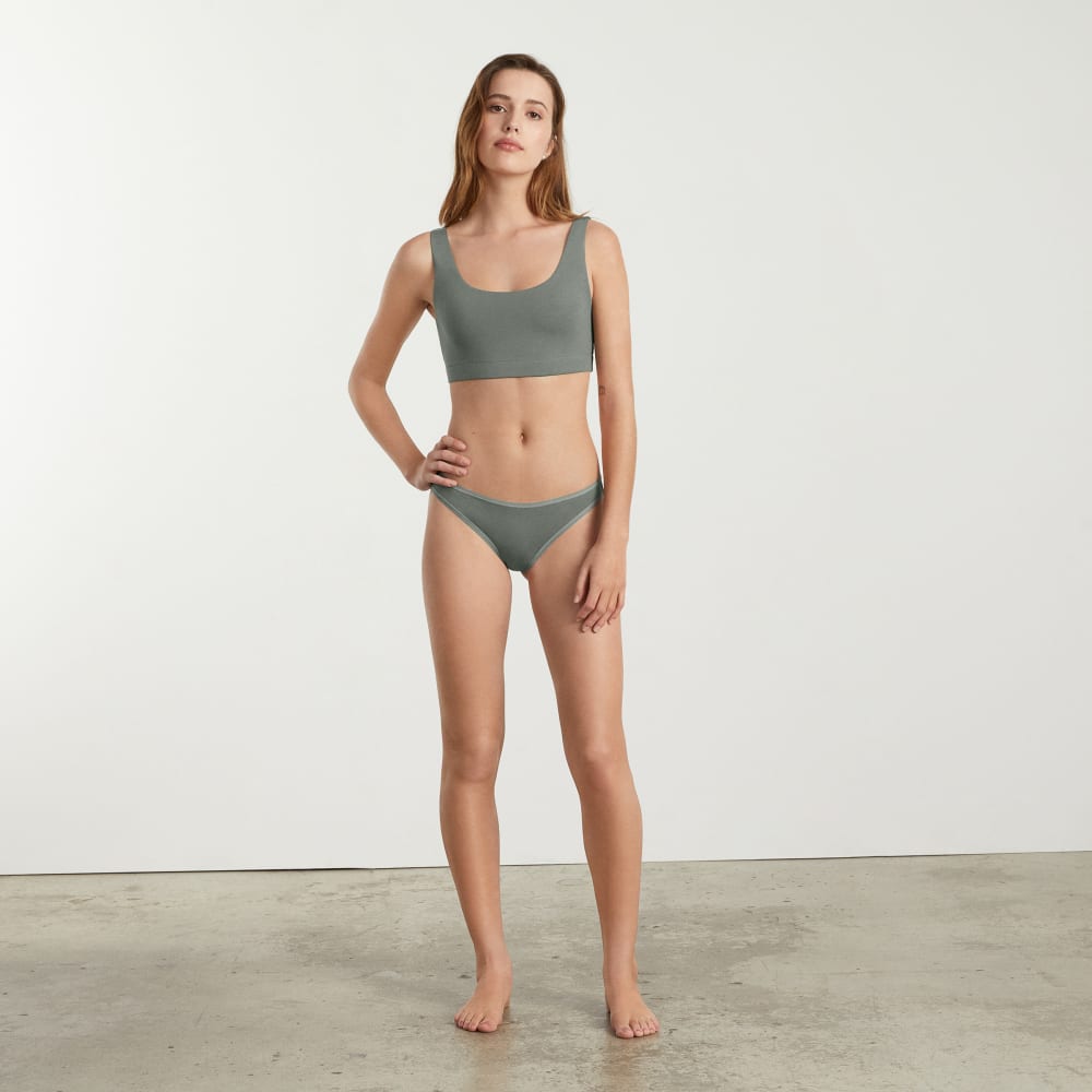 The Cotton Tank Bra in Dark Sage — detail view