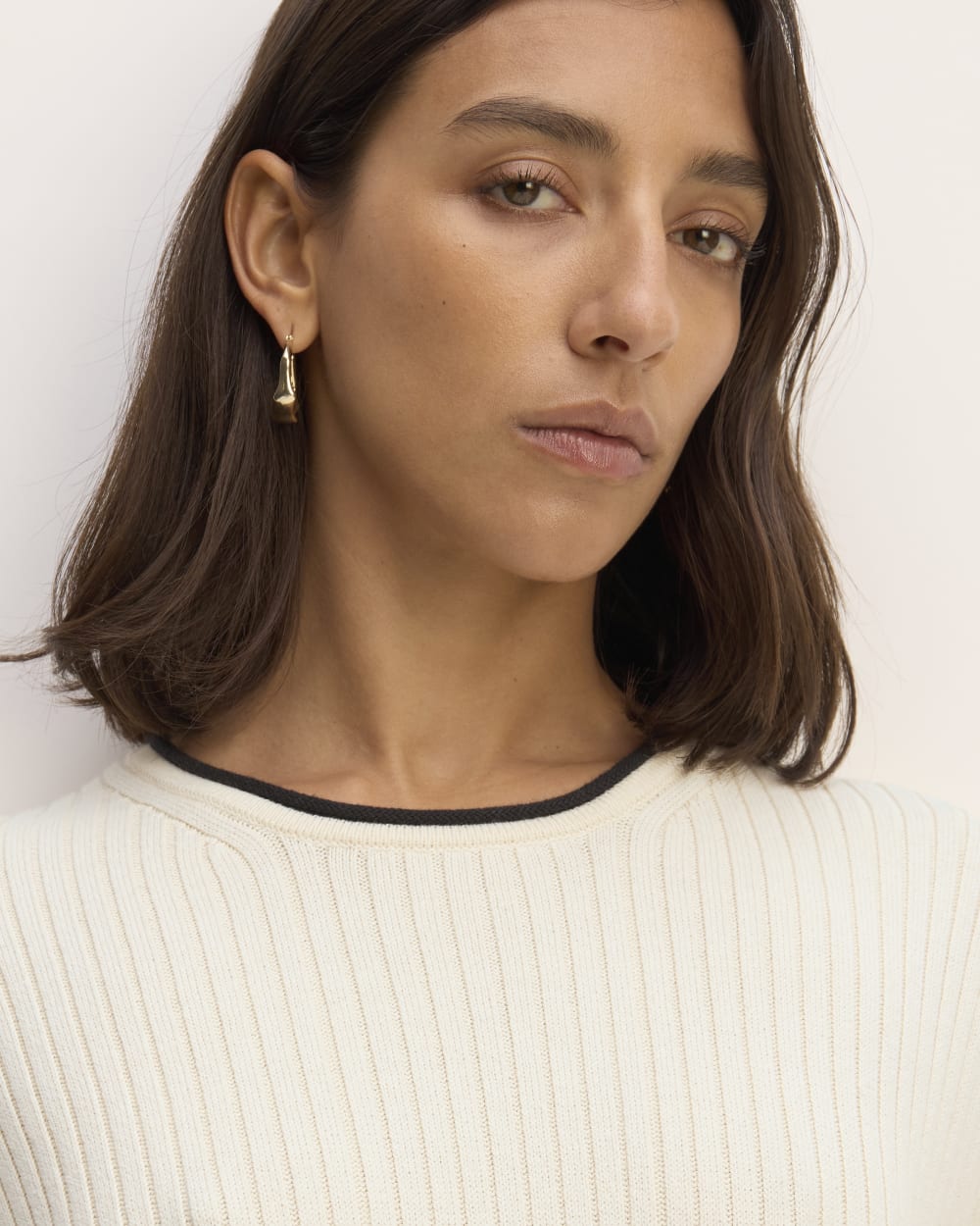 The Cotton Wide Rib Midi Dress in Canvas — detail view
