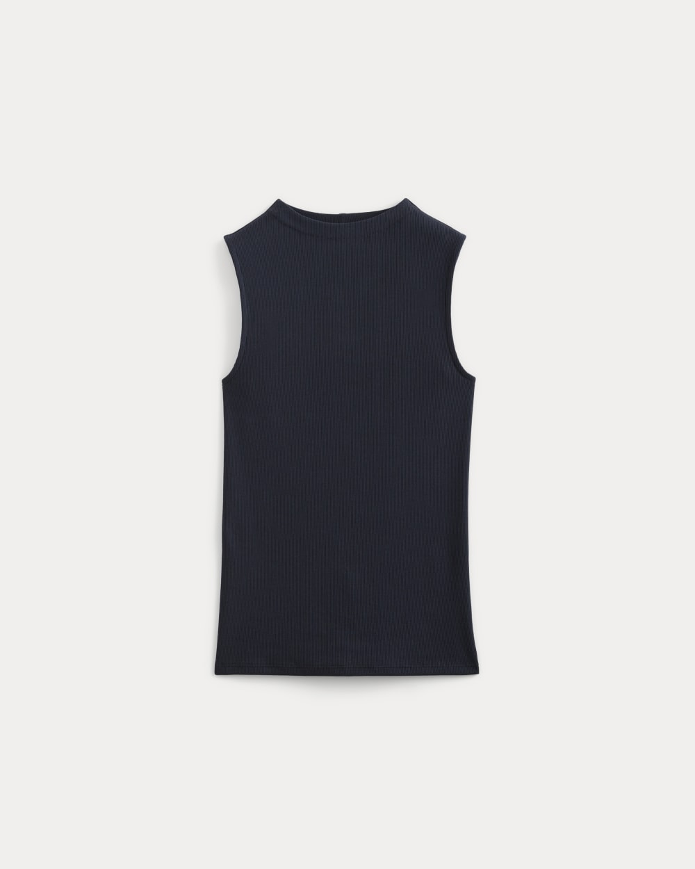 The Luxe Rib Funnel-Neck Tank in Navy — alternate view