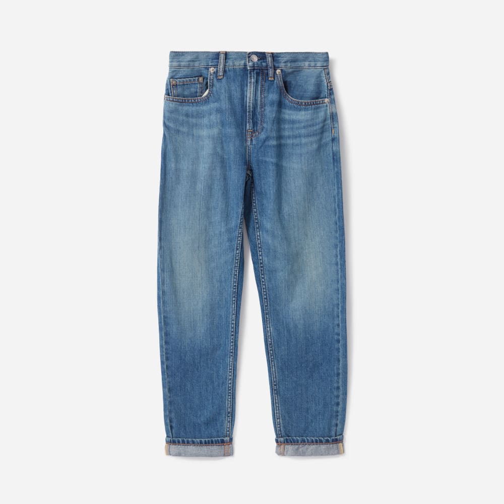 The Super-Soft Relaxed Jean in Mid Blue — front view
