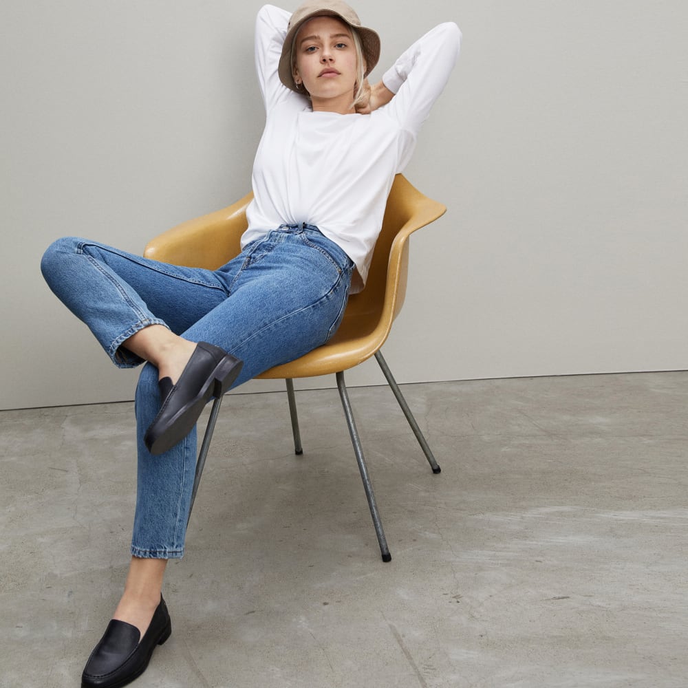 The Organic Cotton Long-Sleeve Tee in White — detail view
