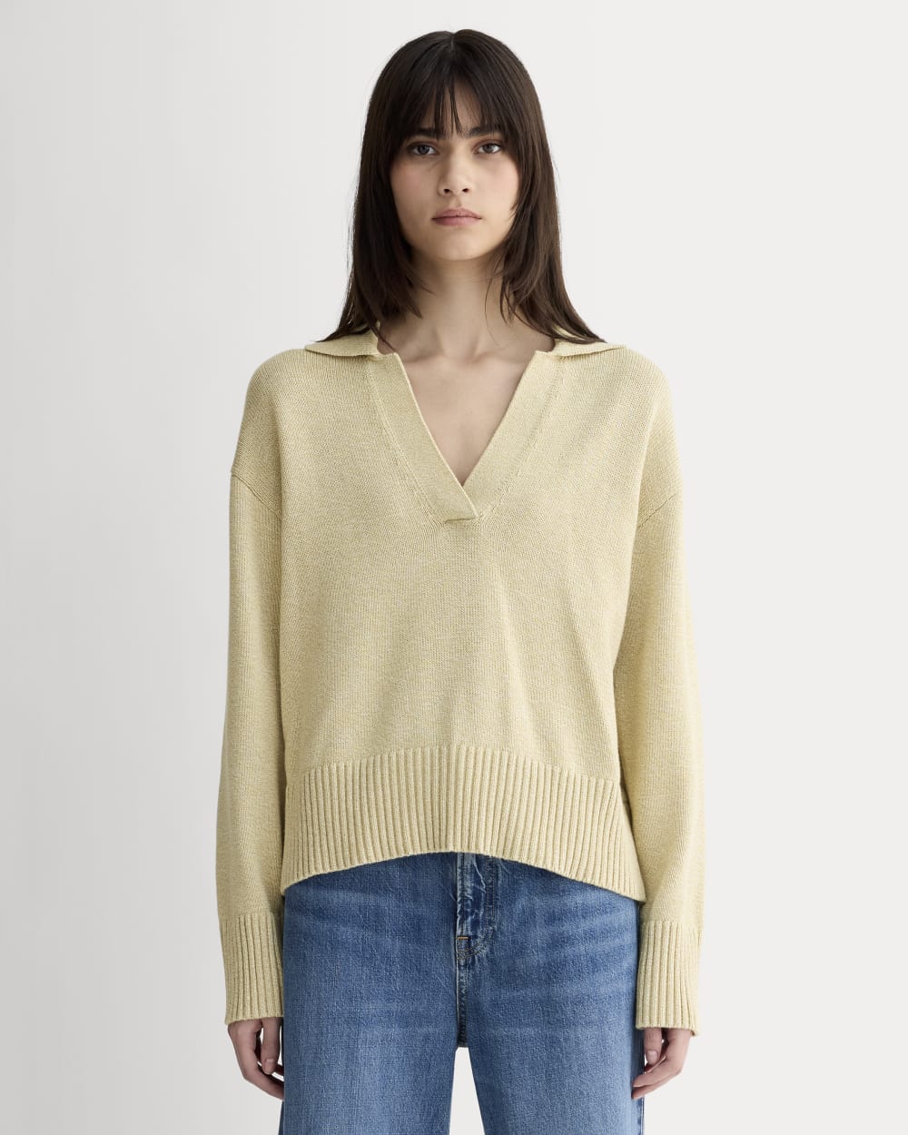 The Boxy Polo in Everyday Cotton in Mojave Desert / Natural — front view
