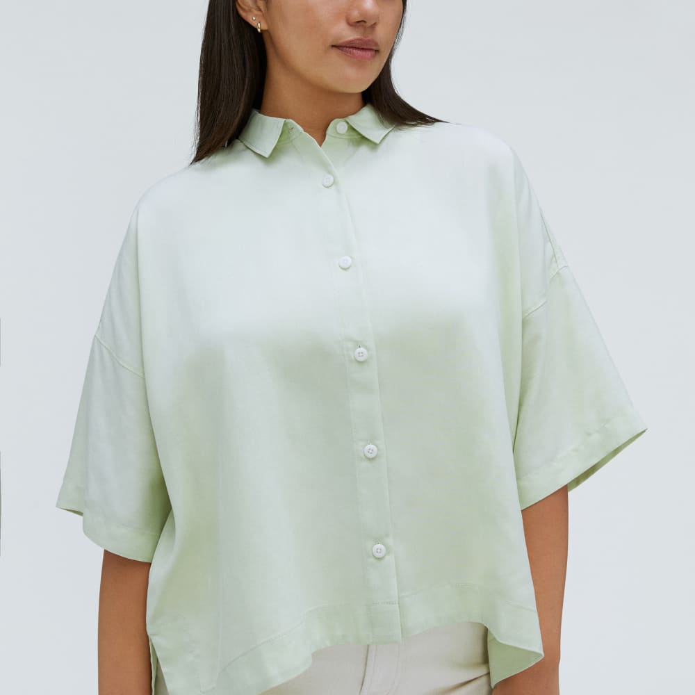 The Drapey Square Shirt in Seafoam Green — alternate view