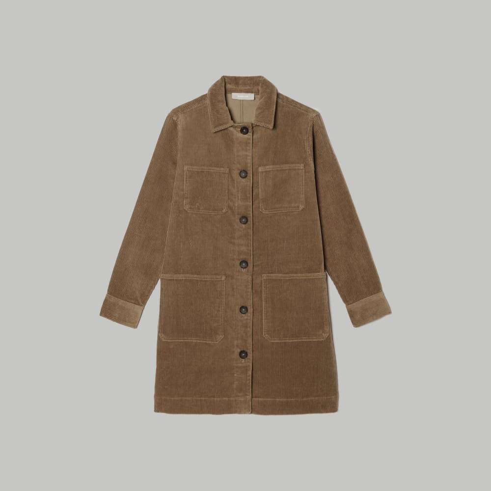 The Corduroy Long Shirt Jacket in Toasted Coconut — alternate view