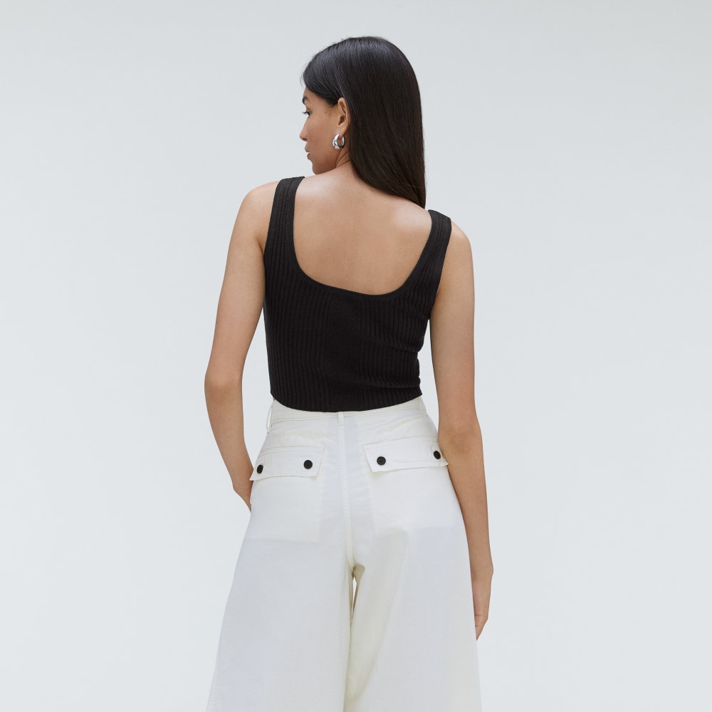 The Cotton-Merino Cami in Black — detail view