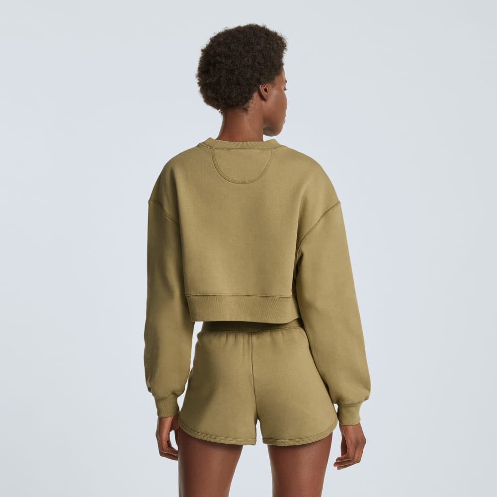 The Organic Cotton Cropped Crew in Fennel Seed — detail view