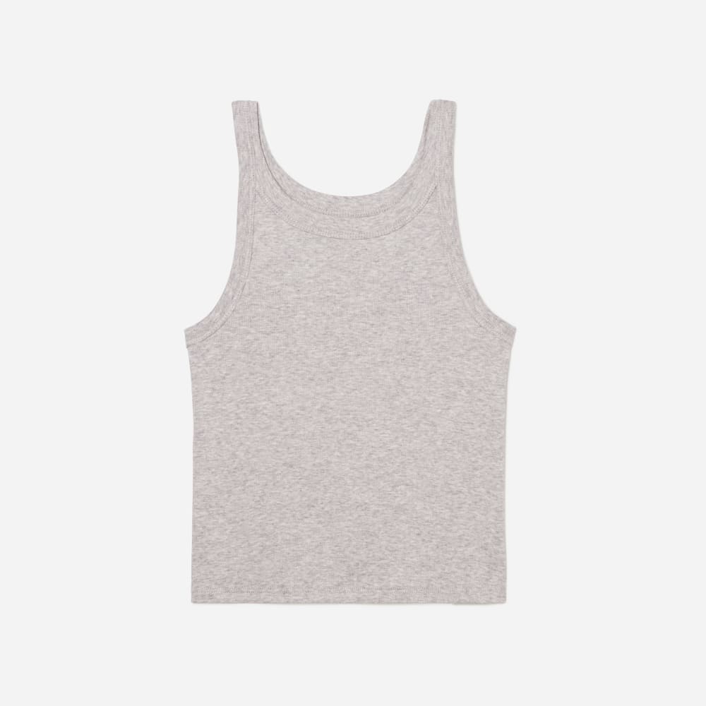 The Pima Micro-Rib Short Tank in Heathered Grey — front view