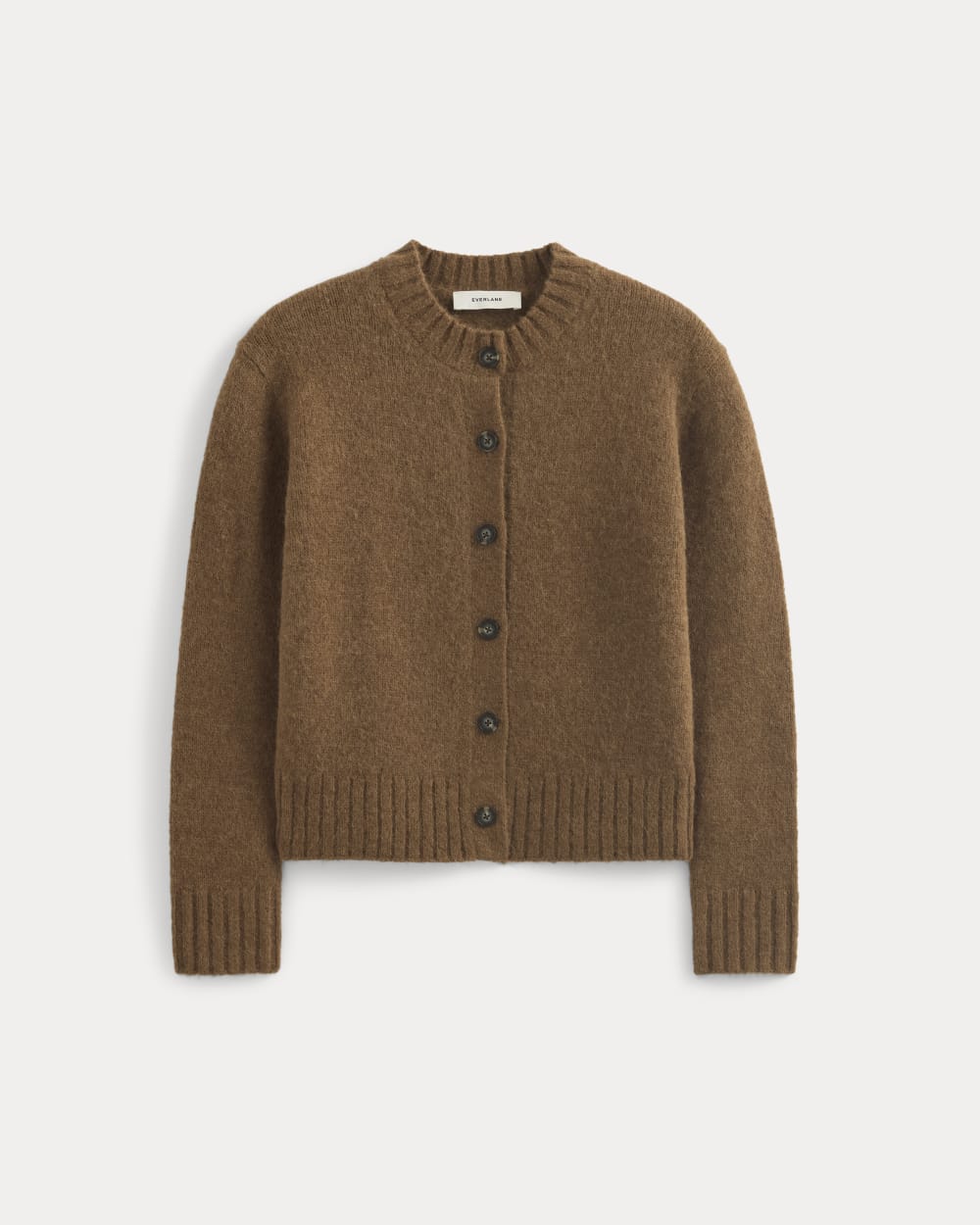 The Crew Cardigan in Alpaca in Toffee — alternate view