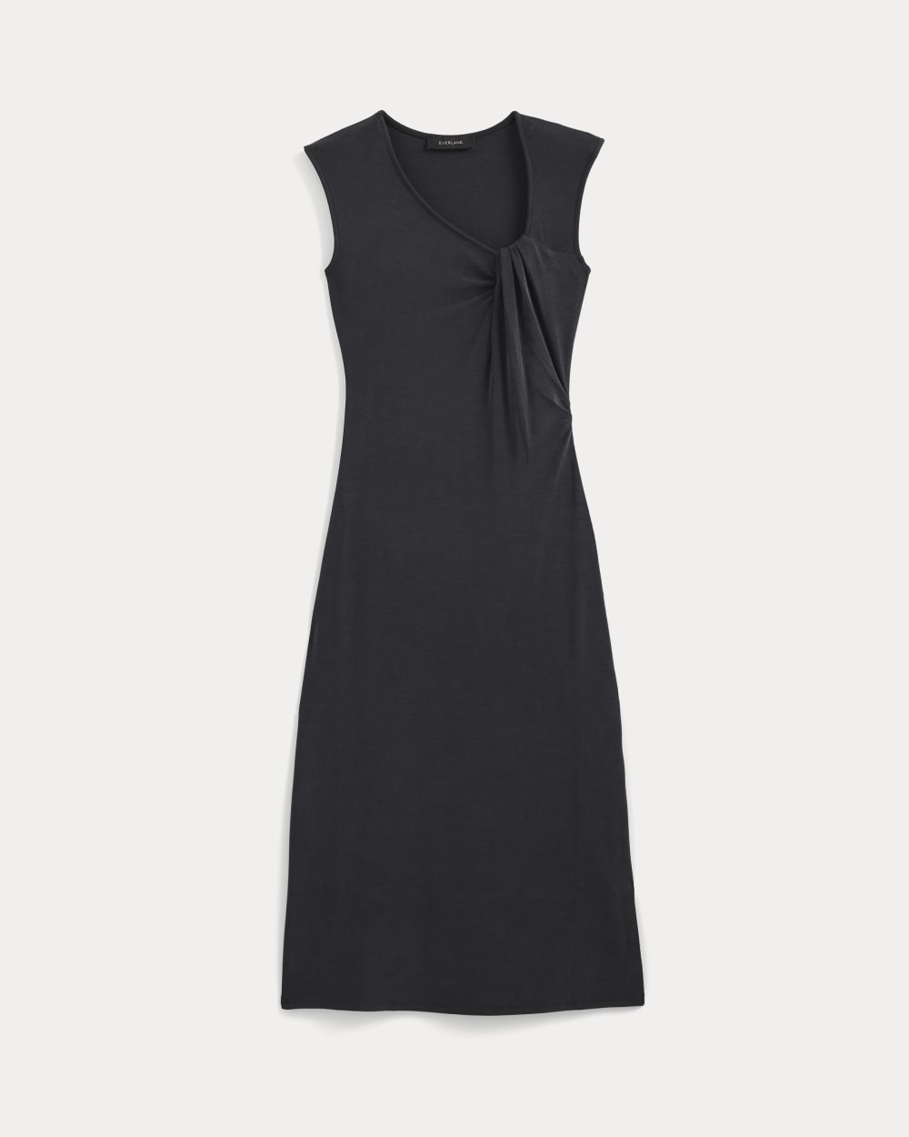 Knit Asymmetrical Midi Dress in Black — alternate view