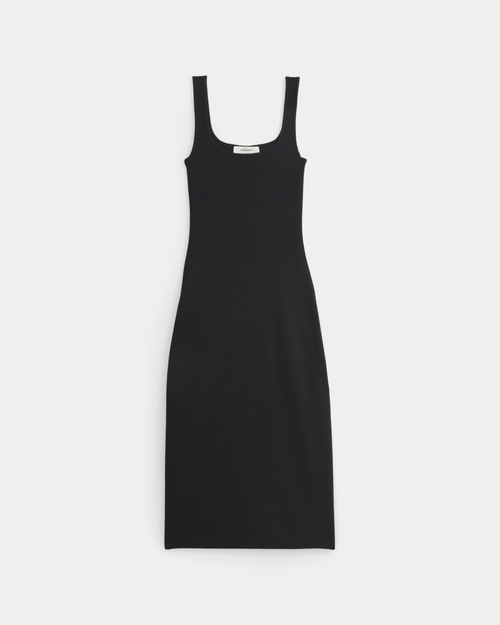Knit Square-Neck Midi Dress in Black — alternate view