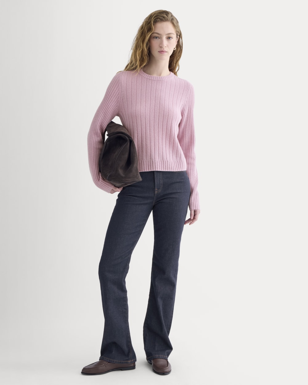 Mix Ribbed Crew in Cashmere in Lilac Crush — detail view