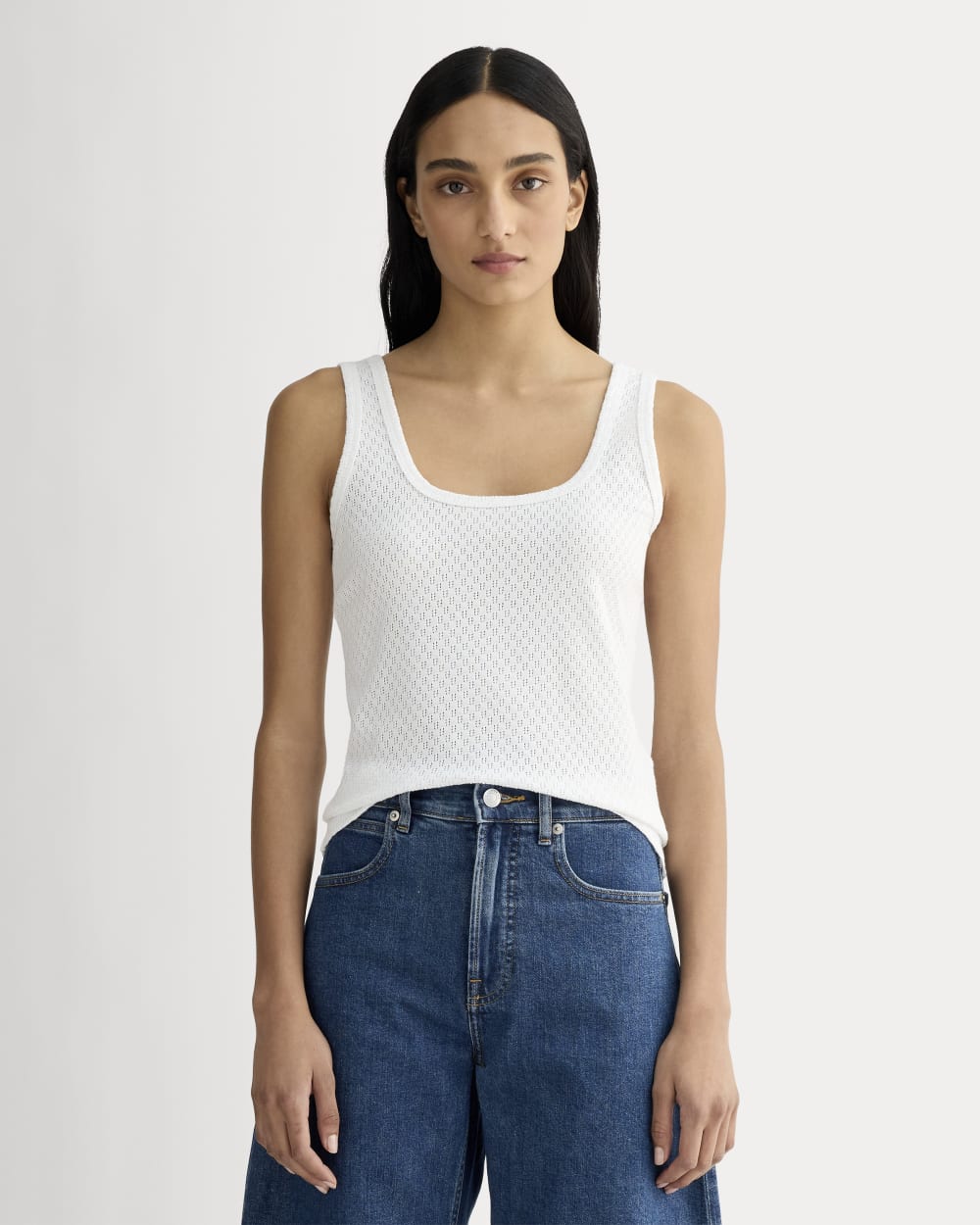 The Pointelle Cami in White — front view