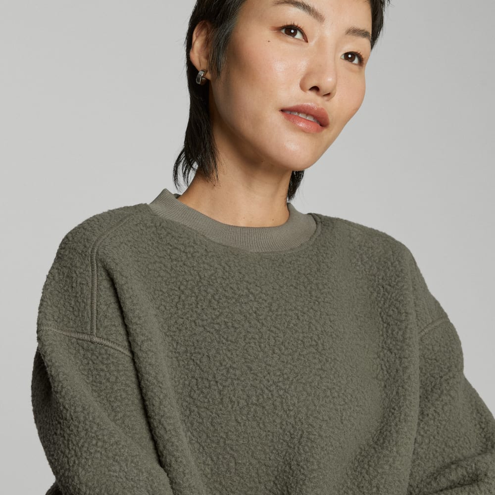 The ReNew Teddy Oversized Crew in Kalamata — detail view