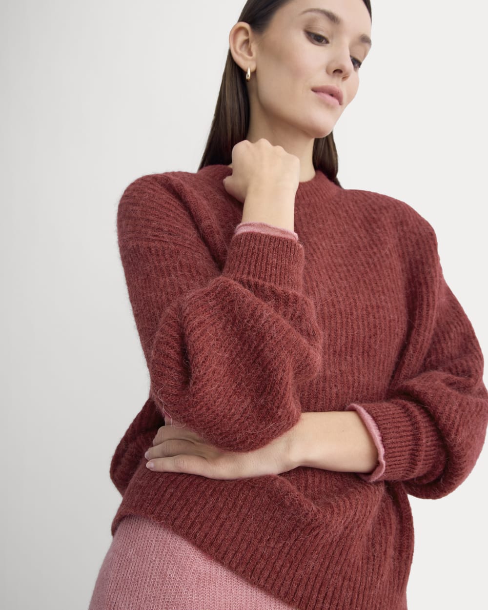 The Cocoon Crew in Alpaca in Merlot — detail view
